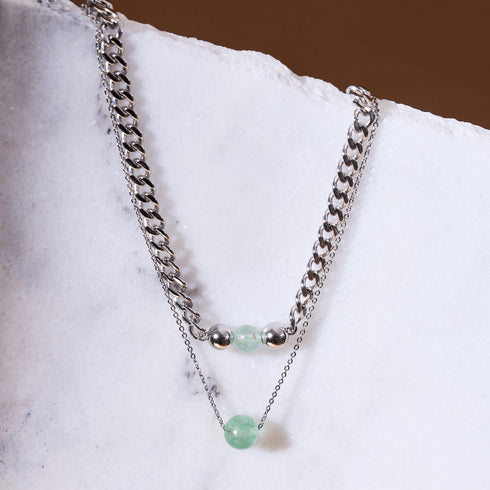 Fluorite x Argent | Collier chaîne de pierres précieuses